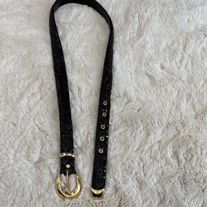 Source Unknown Black Sequin Women's Belt with Gold Buckle